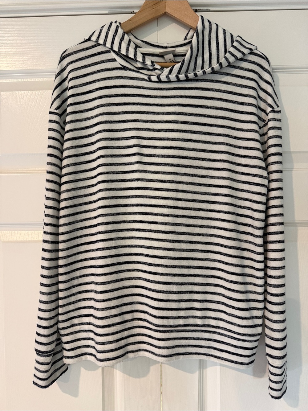 a new day Black and White Striped Cowl Neck Sweater